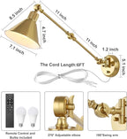TRLIFE Wall Sconce with Remote Control, Brushed Brass Plug in Wall Sconces - Image 6