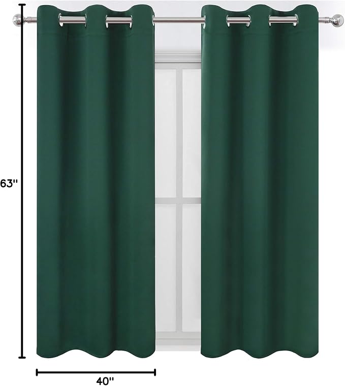 LEMOMO Green Blackout Curtains 40 x 63 Inch Length/Set of 2 Curtain - Image 10