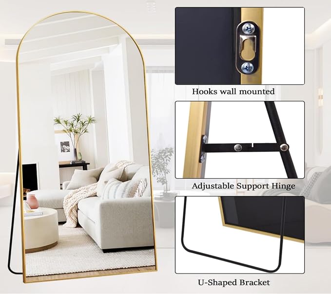 Rowjut Floor Full Length Mirror, Arched Mirrors Full Length 81"x41" - Image 4