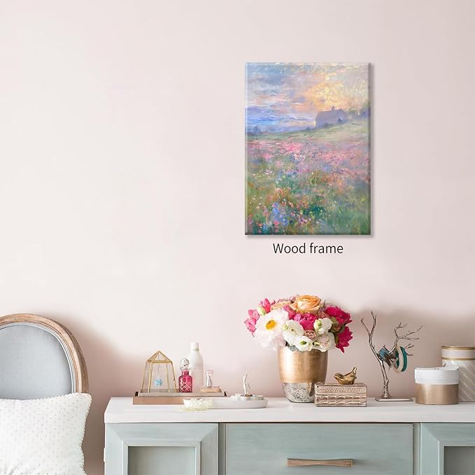 Pastel Nature Floral Poster Vintage French Country Landscape Wall Art Colorful - Image 3