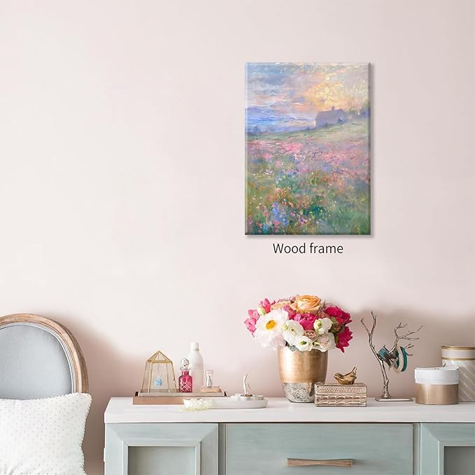Pastel Nature Floral Poster Vintage French Country Landscape Wall Art Colorful - Image 3
