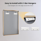 LOAAO 40”X30” Gold Bathroom Mirror, Rounded Rectangle Gold Frame Mirror - Image 5