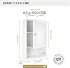 MCS 23x16 White Medicine Cabinet Organizer, Wall Mounted Bathroom Cabinet - Image 3