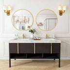 VooBang Gold Round Bathroom Mirror, 24 inch Circle Wall Mounted Hanging Mirror - Image 8