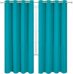 LEMOMO Blackout Curtains 66 x 72 Inch Long Teal Curtains Set of 2 Panels Room - Image 2