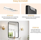 Bathroom Mirror for Wall, 30x22 Inch Rectangle Mirror, Matte Black Metal Framed - Image 4
