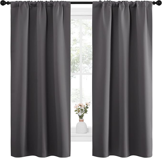NICETOWN Grey Window Curtains for Bedroom - Image 2