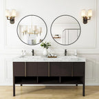 VooBang Black Round Bathroom Mirror, 24 inch Circle Wall Mounted Hanging Mirror - Image 8