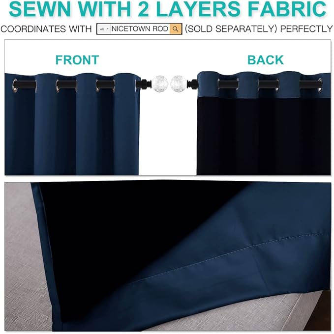 NICETOWN 100% Blackout Curtain Set, Thermal Insulated & Energy Efficiency - Image 4