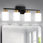 FonmYim Black and Gold Bathroom Light Fixtures, 4-Light Modern Vanity Light by FonmYim