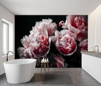 Black Peony Pink Floral Living Room Fabric Wallpaper Bedroom Bathroom Dark - Image 3