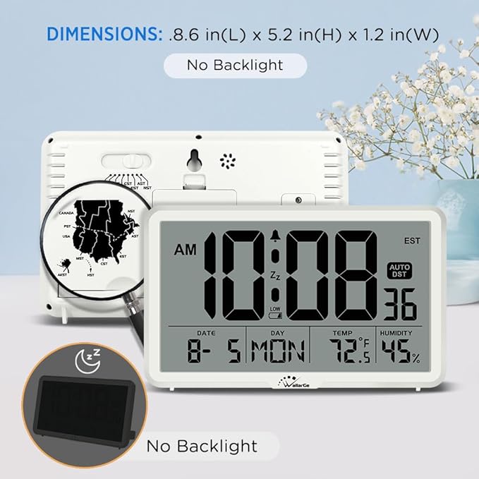WallarGe Auto Set Digital Wall Clock Battery Operated, Desk Clocks - Image 6