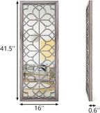 Set of 2 16x41.5 Inch Large Carved Floral Wood Frame Wall Mirrors, Shatterproof - Image 2