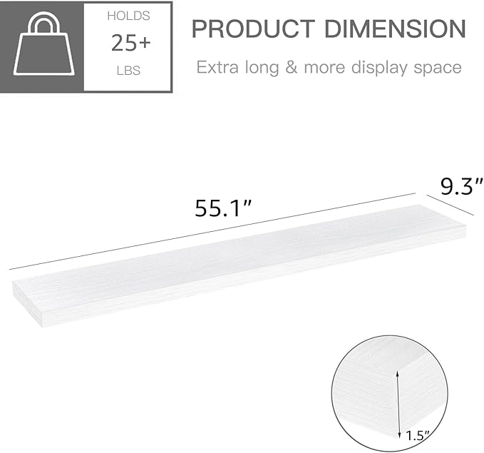 QEEIG Floating Shelves for Wall 55.1" Extra Long - Image 3