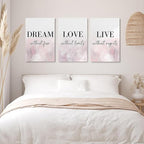 GUBIYU Dream Love Live Quotes Posters Print Set of 3 Pink Purple Love Quotes - Image 3