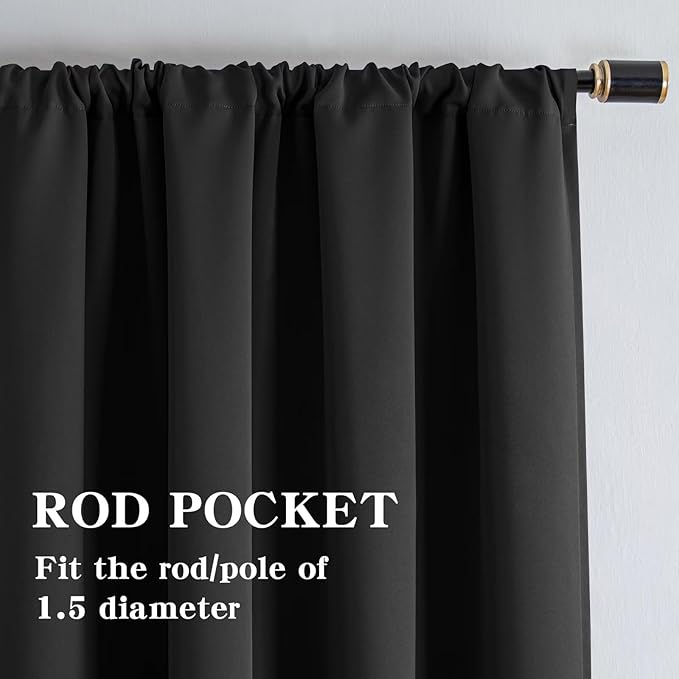 IGEMAEVE Blackout Curtains 96 Inch Length 2 Panels Set, Rod Pocket Energy - Image 2
