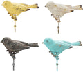 SOFFEE DESIGN Set of 4 Vintage Metal Birds Wall Coat Hooks, Heavy Duty Hangger by SOFFEEDESIGN