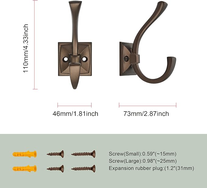 TUNNY 5 Pack Antique Design Wall Hanging Coat Hooks - Image 3