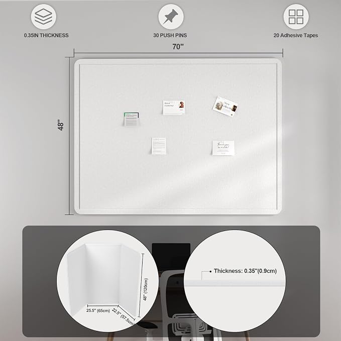 Large Felt Bulletin Board for Wall, Soft Felt Cork Board for Office, Home - Image 2