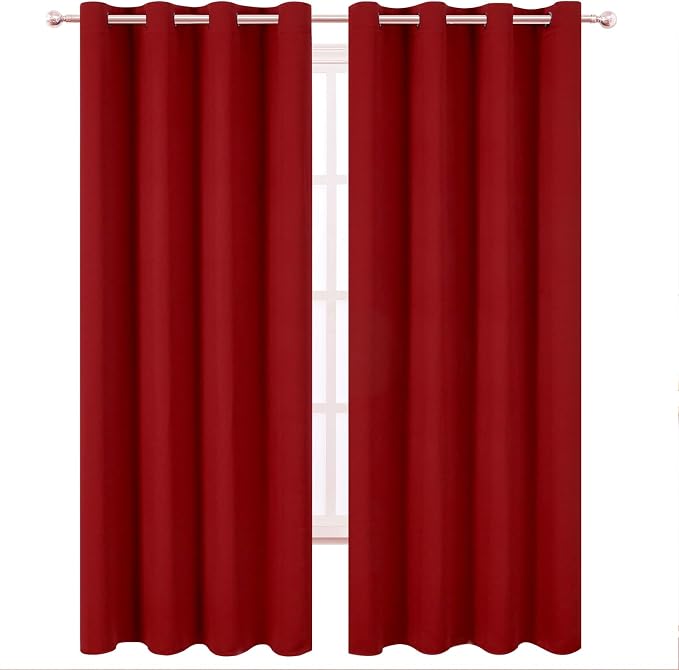 LEMOMO Blackout Curtains 52 x 120 Inch Long Red Curtains Set of 2 Panels Room - Image 2