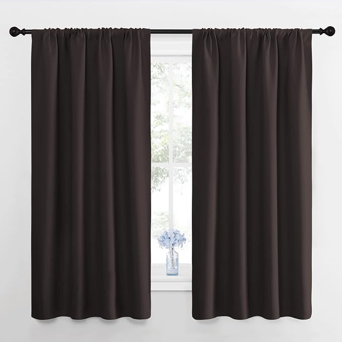 NICETOWN Window Curtains for Bedroom, Toffee Brown, 2 Panels, W42 x L48 -Inch by NICETOWN