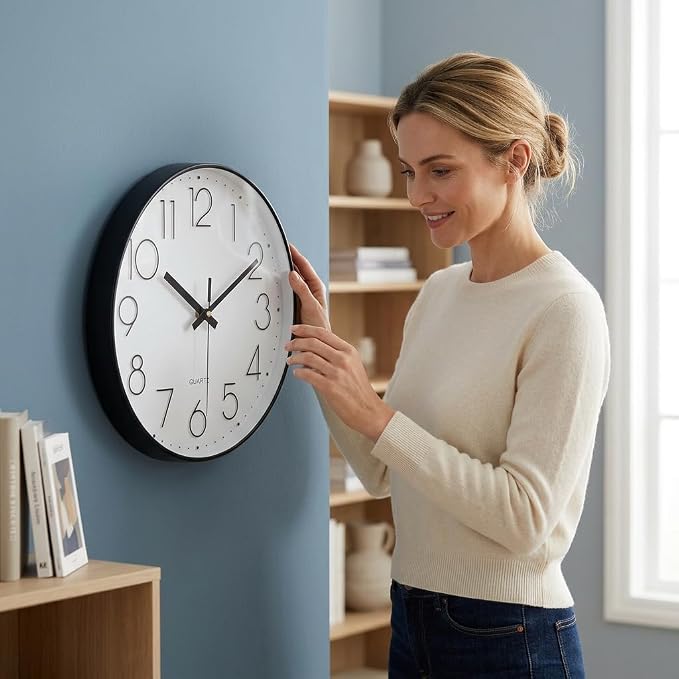 jomparis 12 Inch Wall Clock Silent Non Ticking Battery Operated Quartz Modern - Image 4