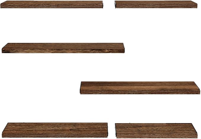 AMADA HOMEFURNISHING Long Wall Shelves, Rustic Farmhouse Style, Wood Floating - Image 9