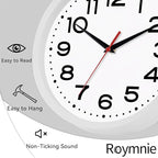 Wall Clock Silent Non-Ticking Modern Clock Battery Operated 8 Inch Small - Image 4