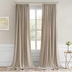 MIULEE Taupe Back Tab Blackout Curtains 102 Inch Long 2 Panels Set - Image 9