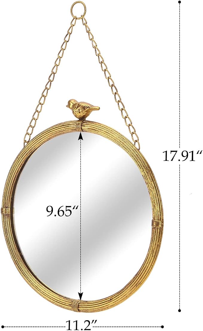 NIKKY HOME 11 Inch Decorative Small Hanging Mirrors Vintage Round Metal Framed - Image 5