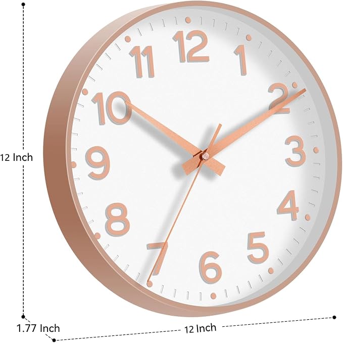Roymnie Wall Clock 12 Inch Silent Wall Clocks Battery Operated- Modern Non - Image 3