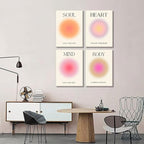 Framed Art Angel Halo Aesthetics Poster Set of 4 Pieces Colorful Aura Gradient - Image 5