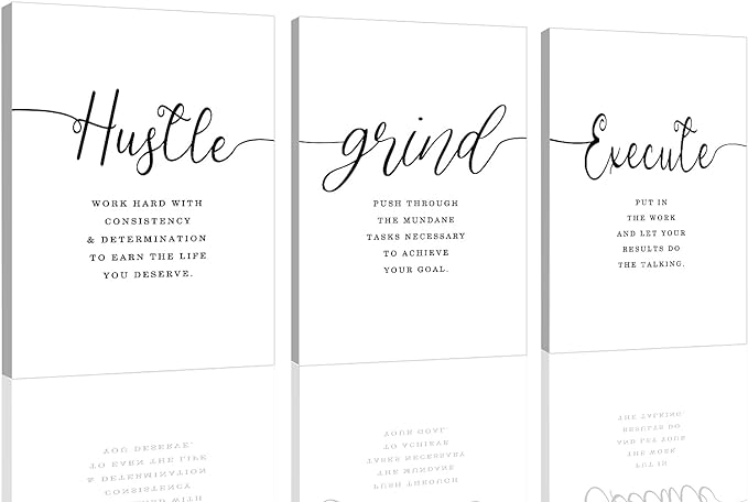 Canvas Grind Quote, Hustle Grind Execute, Inspirational Print, Office Wall Art by EPHANYART