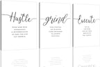 Canvas Grind Quote, Hustle Grind Execute, Inspirational Print, Office Wall Art by EPHANYART