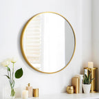 SCWF-GZ 20" Round Mirror Circle Wall Mounted Hanging or Against Wall Metal - Image 3