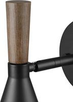 Globe Electric Plug-in or Hardwire Wall Sconce, Matte Black, Wood-Tone Switch - Image 8