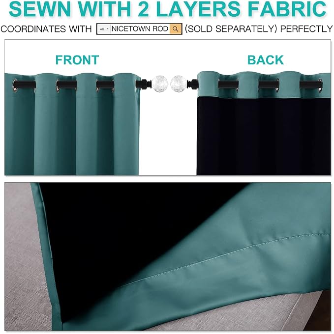 NICETOWN Complete 100% Blackout Curtain Set, Thermal Insulated & Energy - Image 5