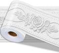 3D Wallpaper Border Floral White Wall Border Trim 197 x 4 Inch Elegant Rose by PRESSINART
