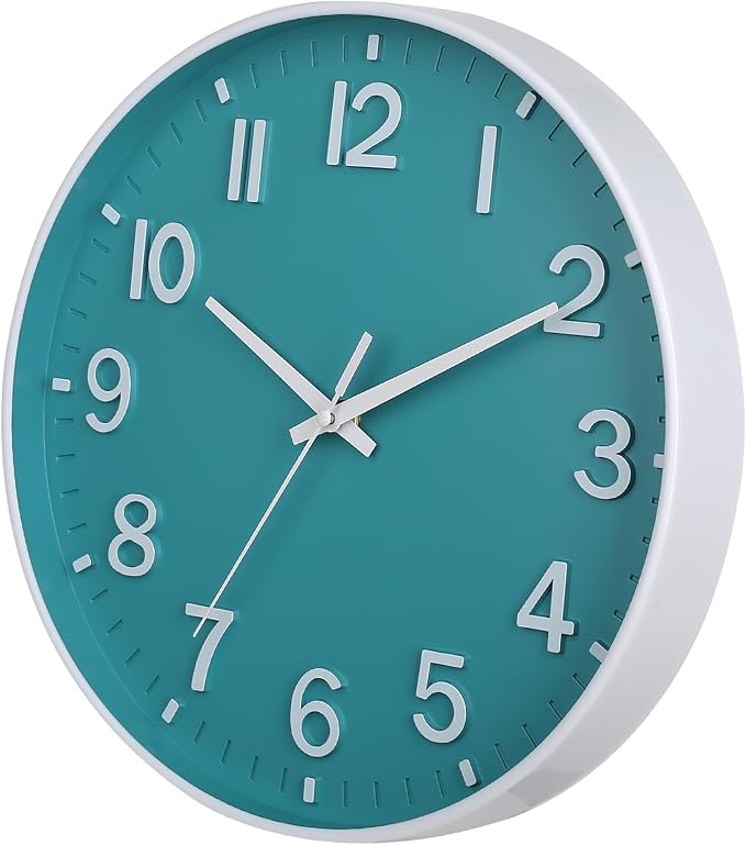 HZDHCLH Teal Wall Clocks Battery Operated, 12 inch Silent Non Ticking Modern - Image 3