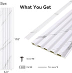 8-Pack WPC Wall Panels 118’’ x 6.3’’ 3D Slat Wall Panel Acoustic Wall Paneling - Image 2