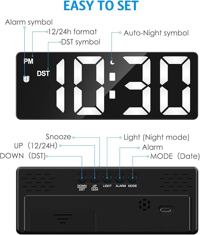 AMIR Digital Alarm Clock, LED Clock - Image 3