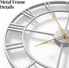 Cuspin 30 Inch Large Wall Clock, Modern Silver Metal Big Decorative Wall Clock - Image 5