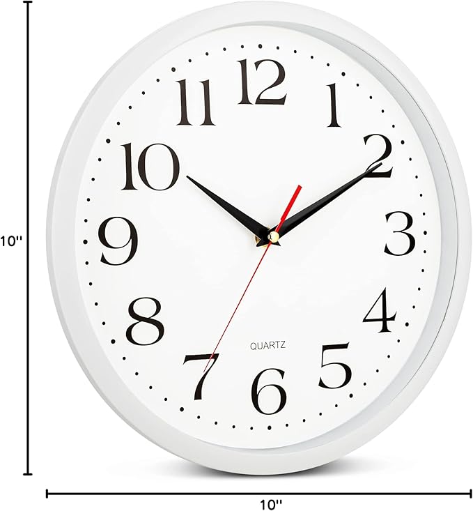 Bernhard Products White Wall Clock Silent Non Ticking, 12 Inch Quality Quartz - Image 7