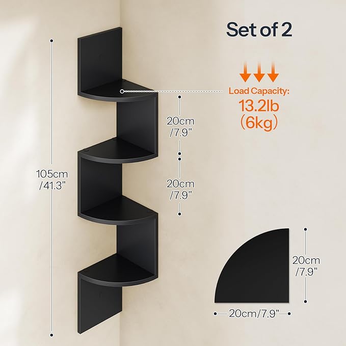 HOOBRO Corner Shelf Wall-Mounted, 4-Tier Corner Bookshelves - Image 3