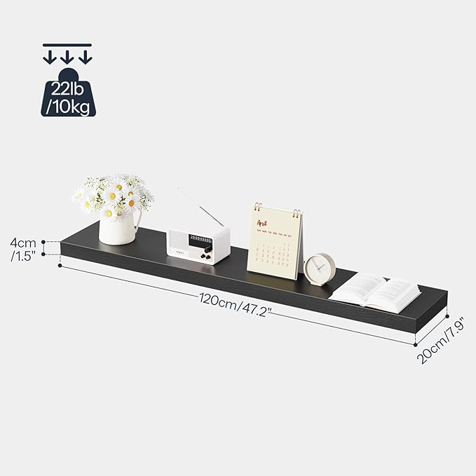 HOOBRO Floating Shelves for Wall, Wall Mounted Shelf Set of 2, 47.2" Hanging - Image 3