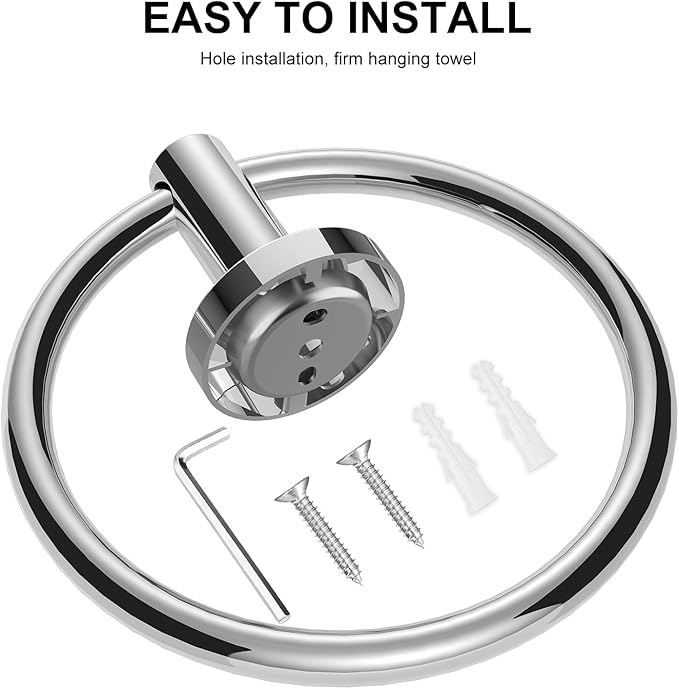 SetSail Towel Holder for Bathroom Wall 4 Packs Towel Ring Stainless Steel Heavy - Image 4