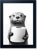 Bathroom Picture Wall Decor, Framed Black and White Bathroom Wall Art, Toilet by Melpa+Art
