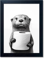 Bathroom Picture Wall Decor, Framed Black and White Bathroom Wall Art, Toilet by Melpa+Art