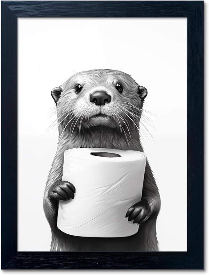 Black and White Bathroom Wall Art, Funny Bathroom Wall Decor, Toilet Paper in by Melpa+Art
