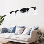 5 Light Bathroom Vanity Light Fixtures, Matte Black Modern Wall Lights - Image 7